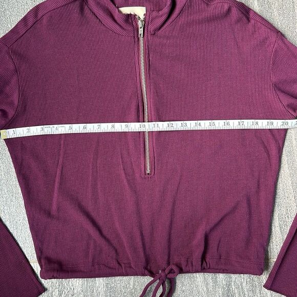 NWT REVOLVE Chaser Long Sleeve 3/4 Zipper Mock Neck Semi Cropped Tee Brandy S - Picture 6 of 14